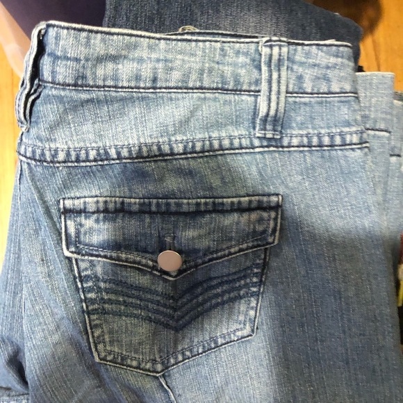 Cache size 12  blue high rise wide  leg jeans cuffed Pintuck front seams - Picture 9 of 13